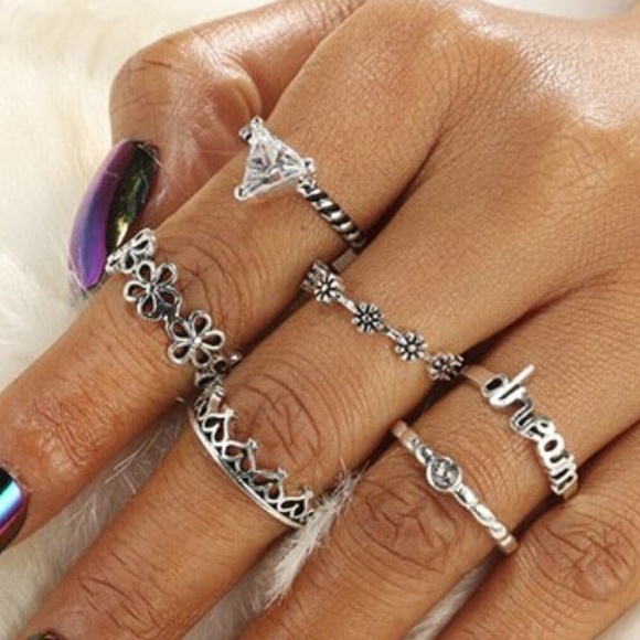 Vintage Bohemian Style Knuckle Rings Set - Picture 2 of 3